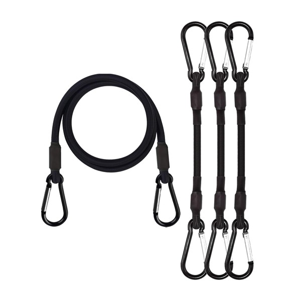Bungee Cords with Carabiner Clips, 4 Pack 60cm Long Heavy