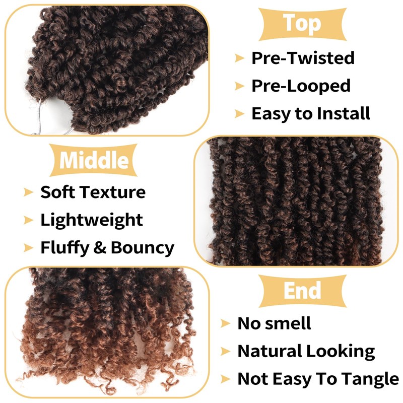Ainimiu Yanky Twist Crochet Hair - 10Inch 8 Packs (20