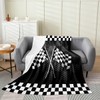 Black White Checkered Flag Flannel Fleece Blanket,Racing Car Extreme Sports