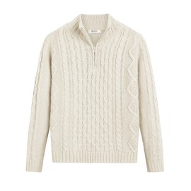 Boyoo Boy's Cable Knitted Sweater Half Zip Lightweight Casual Pullovers for Kids 3-11 Years