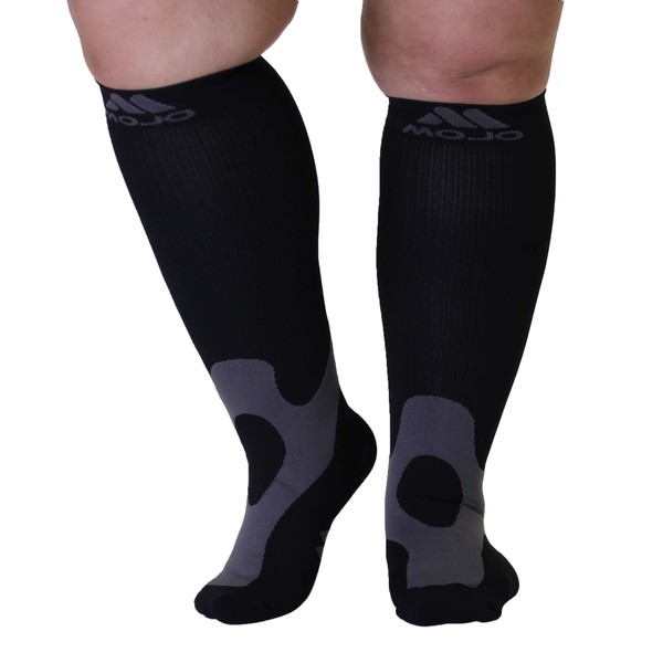 Mojo Compression Socks – Unisex 20-30mmHg Graduated Support for Varicose Veins & Thrombotic Syndrome, Athletes, Nurses, Travel, Post-Surgery & Lymphedema Relief - Wide Calf & Plus Size Options