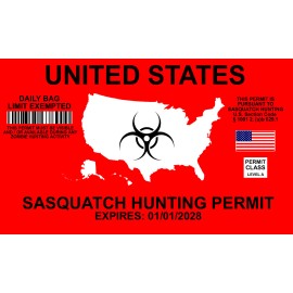 OwnTheAvenue Two Pack Sasquatch Bigfoot Hunting Permit Funny Auto Car Decal Sticker 5"