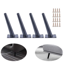 ALXEH Slant Furniture Leg 4 Inch Steel Cabinet Feet, 4pcs Metal Table Legs for Sofa and Bench, Black