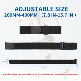 MOOFIT RA1 Heart Rate Monitor Replacement Armband Strap 24.5mm, Arm Belt Replacement Adjustable up to 400mm, Black, Compatible with Scosche, Polar, Wahoo, COOSPO, CATEYE, XOSS