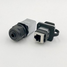 CNLINKO RJ45 Ethernet Industrial Connector, Male Plug & Female Panel Mount Receptacles Socket Jack, Outdoor Waterproof IP67, Metal Case, Fast Data