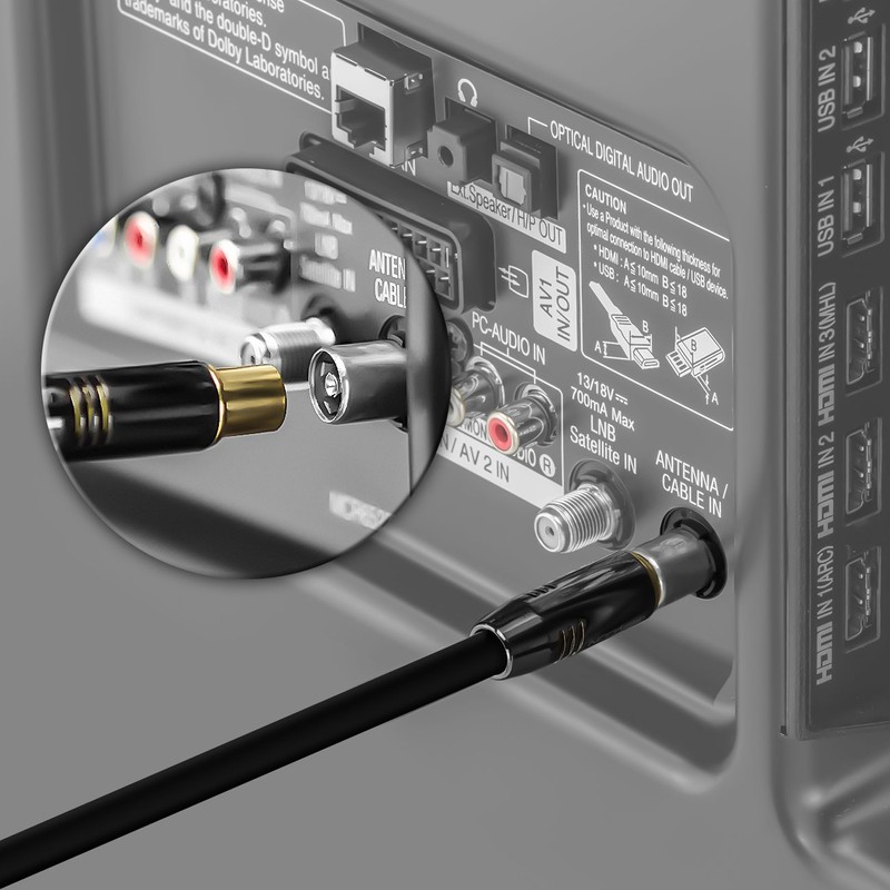 Deleycon TV Cable - Straight Plug / Socket 90° -