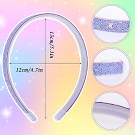 EIYVPRA Pack of 5 Glitter Headbands, Girls Colourful Hair Accessories, Plastic, Glitter, Cute, Non-Slip, Thick, Glittery, Confetti, Rainbow Hair Bands with Teeth for Little Girls