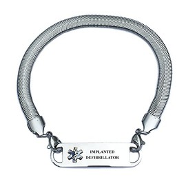 Pre-Engraved Chevron Pattern "Implanted Defibrillator" Medical ID Bracelets for Women