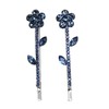 Faship Gorgeous A Pair Of Navy Blue Rhinestone Crystal Floral
