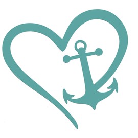 WickedGoodz Die Cut Heart Anchor Decal - Nautical Bumper Sticker - Boating Sailing Decal (Mint)