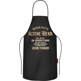 RAHMENLOS Gift for Men for Retirement: Dieser nette älHerrr ist jetzt im Ruhestand - BBQ Apron Cooking Apron Kitchen Apron Cotton Black, Nice Mr Retirement