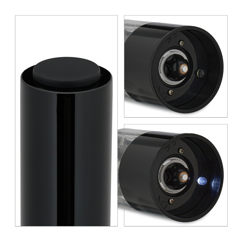 Relaxdays Salt and Pepper Mill, Set of 2, Stainless Steel,