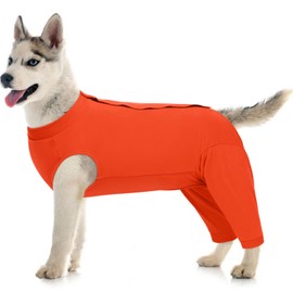 Kuoser Dog Surgery Suit Female Spay Male Neuter, Dog Leg Sleeve to Stop Licking Soft Dogs Onesie for Abdominal Wound, Dogs Recovery Suit Rear Leg Sleeves Pet Elbow Brace Protector, Orange L