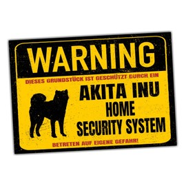 Akita Inu Japan Dog Sign Warning Security System Door Sign Fun