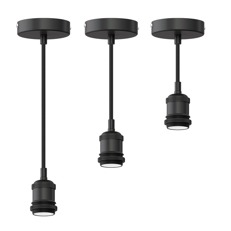 ledscom.de Retro Vintage Pendant Light Black Cage Shade + LED