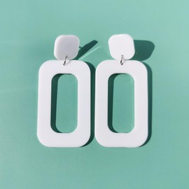 70s Earrings Retro White Acrylic Hoop Earrings 70s Accessories for Women 70s Jewelry Disco Outfits for Women (White 08)