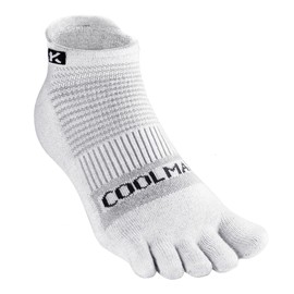 KWUKOTY 3-Pair Cushioned Compression Running Toe Socks Ankle | Coolmax Lycra | Grey Men & Women Size 3-6