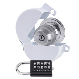 TEMEILI Round Door Handle Lock, Door Knob Cover - Used to Cover and Lock Door Handles, Prevents Turning of Door Handle and Unauthorized Access to Keyhole (White)