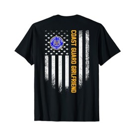 Vintage American Flag Proud Coast Guard Veteran Girlfriend T-Shirt