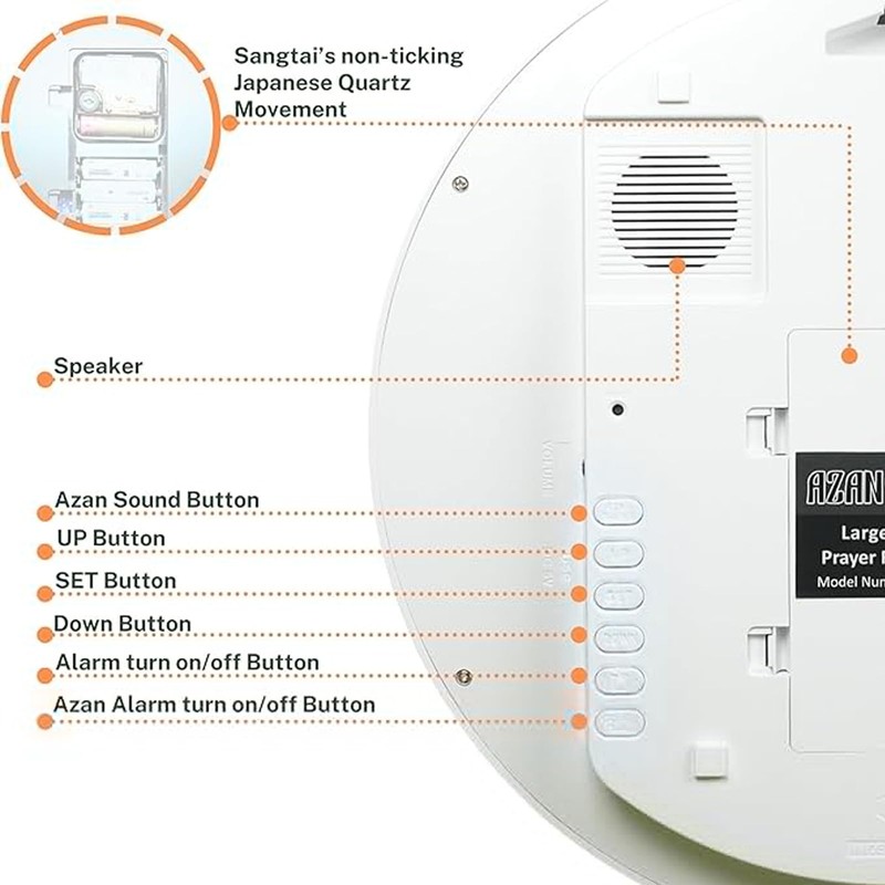 AIPEBANI Azan Clock with 8 Azan Sounds, Digital Prayer Time