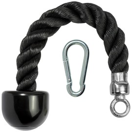 CampTeck U7223 Single Triceps Rope, One-Handed Triceps Rope Cable Attachment with Carabiner - Black