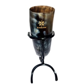 Viking Drinking Horns with Metal Stand for Men and Women Horn Viking Stand Drinking Metal Large And Men Set Horns Genuine Beer Horn Handcrafted Viking Horn Cups For Mead By ZARAM