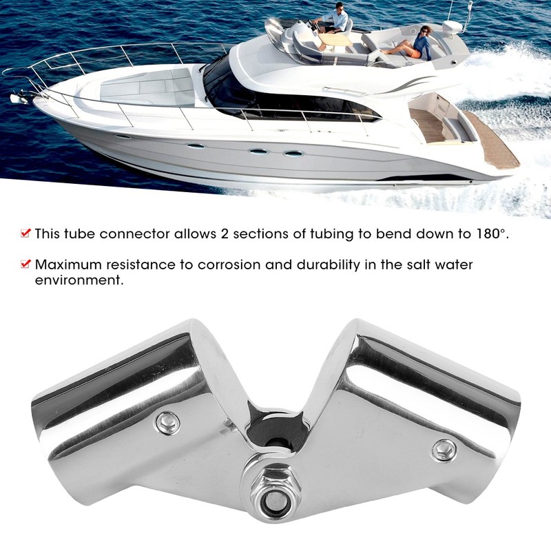 2Pcs Stainless Steel Folding Rotatable Connector Marine Boat Rail Tube