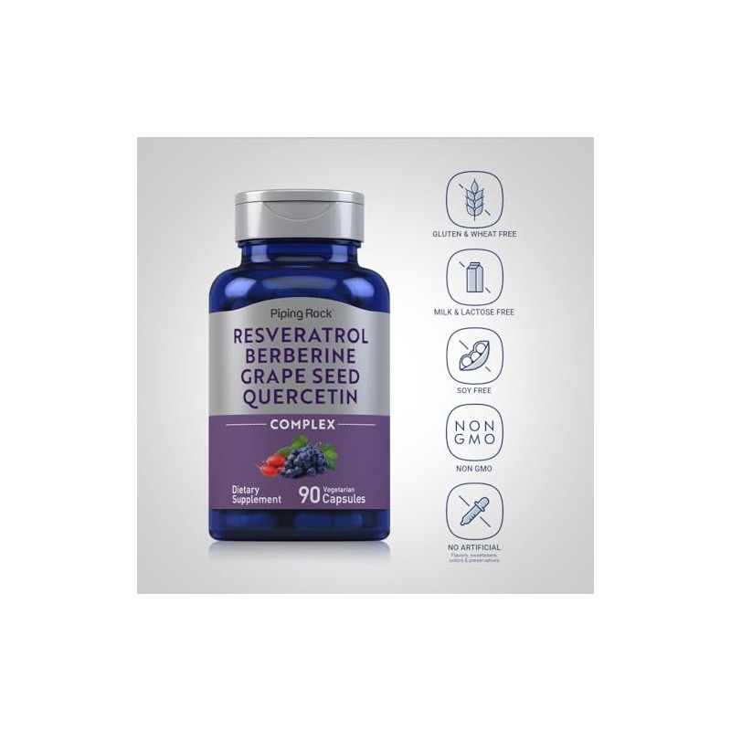Piping Rock Resveratrol Berberine Grape Seed & Quercetin Complex |