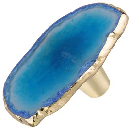 Nupuyai Pack of 4 Agate Slice Furniture Knobs, Blue Crystal Agate Stone Cabinet Knobs, Brass Door Knobs, Decorative Gemstone Drawer Knobs, Handles for Cupboard, Dresser, Wardrobe