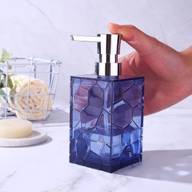 Hand Soap Dispenser Set Clear Acrylic Plastic Liquid Pump Bottles Refillable Lotion Dispenser for Bathroom Decoration Kitchen College Dorm 2 Pack (Blue)