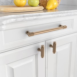 Asidrama 10 Pack 7 Inch(177mm) Champagne Bronze Cabinet Pulls Knurled Cabinet Handles Cupboard Handles Gold Kitchen Cabinet Hardware for Cupboard Drawer Handles Dresser Pulls