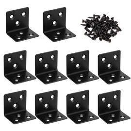 Corner Bracket 90 Degree Corner Brace Right Angle Brackets Support Stainless Steel Fixing L Repair Connector with Screws for Furniture Desk Table Shelf 40*40*40mm 10pcs Black