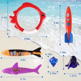 Summer Pool Diving Swimming Toys for Kids - Fun Swim Games, Sinking Set, Underwater Dive Gifts with Storage Bag, 20 Packs of Assorted Toys