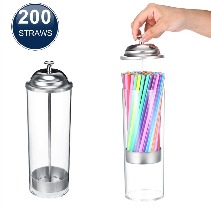 Patelai 10.6 Inch Straw Dispenser and 200 Pcs Drinking Straws