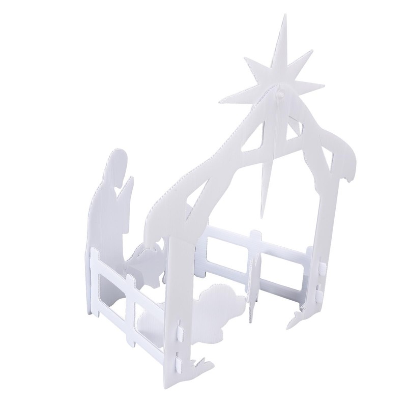 44x27x5cm Christmas Jesus Scene White PP Hollow Board Outdoor Nativity