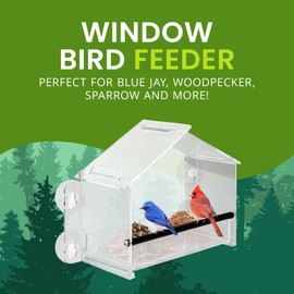 Nature Gear Acrylic Clear Bird Feeders for Window Viewing, Weather Resistant & Easy to Clean with Sliding Tray, Clear Window Bird Feeder with Strong Suction Cups, Home