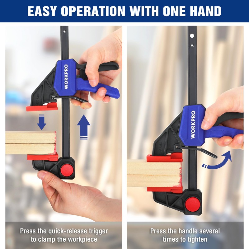 WORKPRO 150mm Ratchet Bar Clamp Set, 285mm Spreader, Quick Release