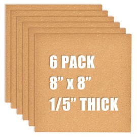 Aitakatta 8x8 Cork Board Tiles Bulletin Board, 1/5" Thick Small Square Cork Boards for Walls, Self-Adhesive Cork Tiles for Home, Office, School, Bulletin Board Decorations(5mm,6pc)