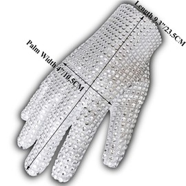 BOMJJOR Rhinestone Glove for Men Women Glove Fans Punk Gloves Gift Collection (Left Glove)