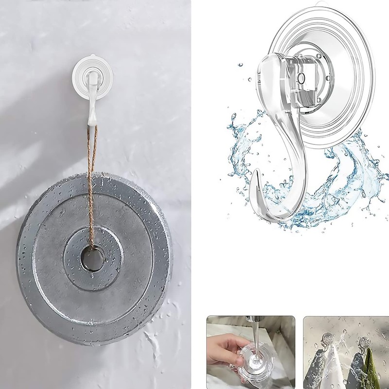 Yesmin 2 Pack Suction Hooks Powerful Push and Lock Vacuum