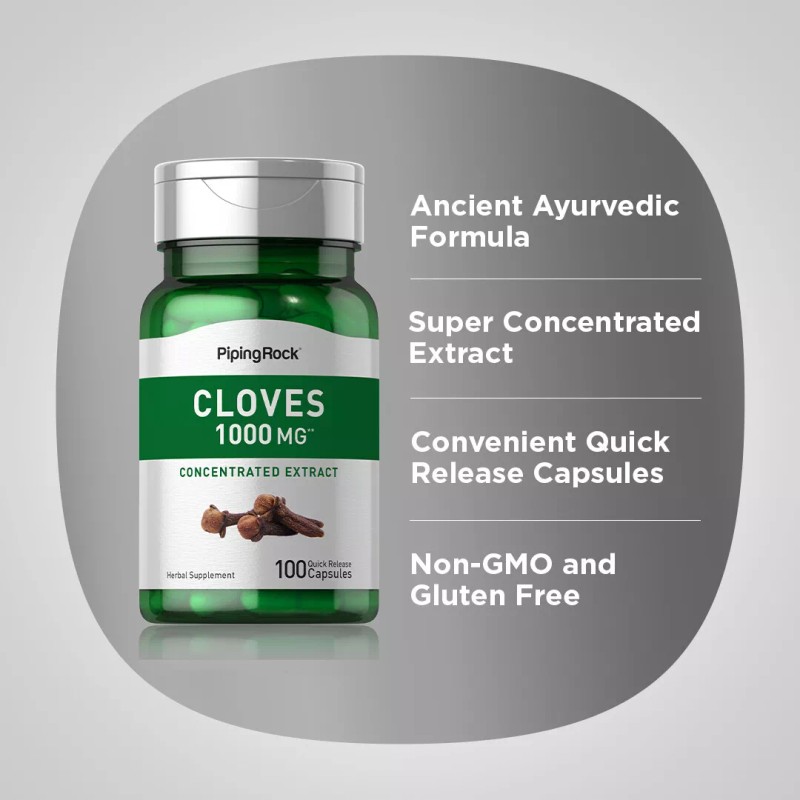 Piping Rock Cloves Capsules | 1000mg | 100 Capsules |