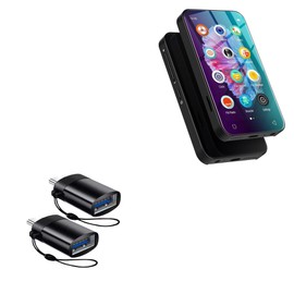 BoxWave Cable Compatible with Luoran Mp3 Player (4 in) - USB-C to A PortChanger (2-Pack), USB Type-C OTG USB Portable Keychain - Slate Black