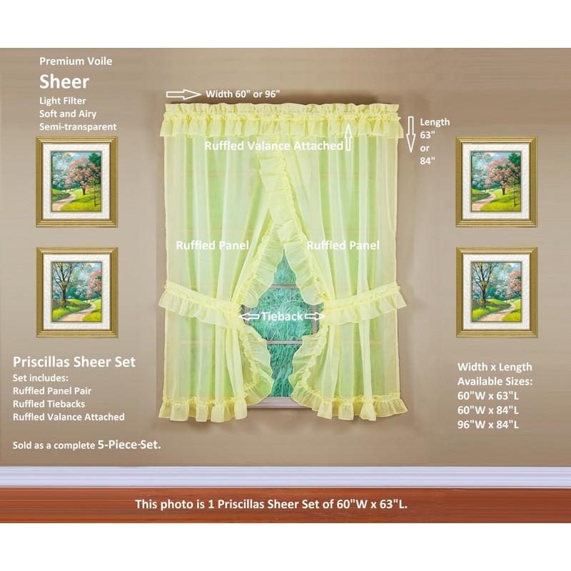 Today's Curtain, Emelia Priscilla Sheer Pair 60" W x 63"