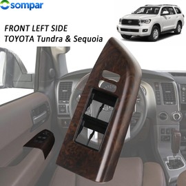 Osompar Door Window Switch Bezel Front Left Driver Side Compatible with Toyoya Tundra 2007-2013 Sequoia 2010-2017 Brown Wood