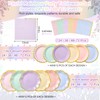 216 Pcs 72 Guests Pastel Plates and Napkins Party Supplies