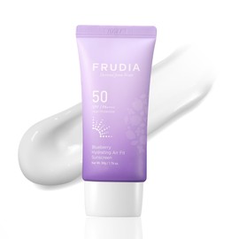 FRUDIA Blueberry Hydrating Air Fit Sunscreen SPF 50 PA++++ Korean Skincare Moisturizing Face Sunscreen with Blueberry Extract, Panthenol & Triple Hyaluronic Acid, Ultra-Light, No White Cast, 1.76 oz