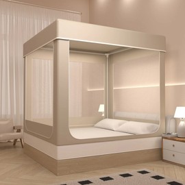 Square Mosquito Net for Privacy Protection Large Queen Size 200x180/Pink