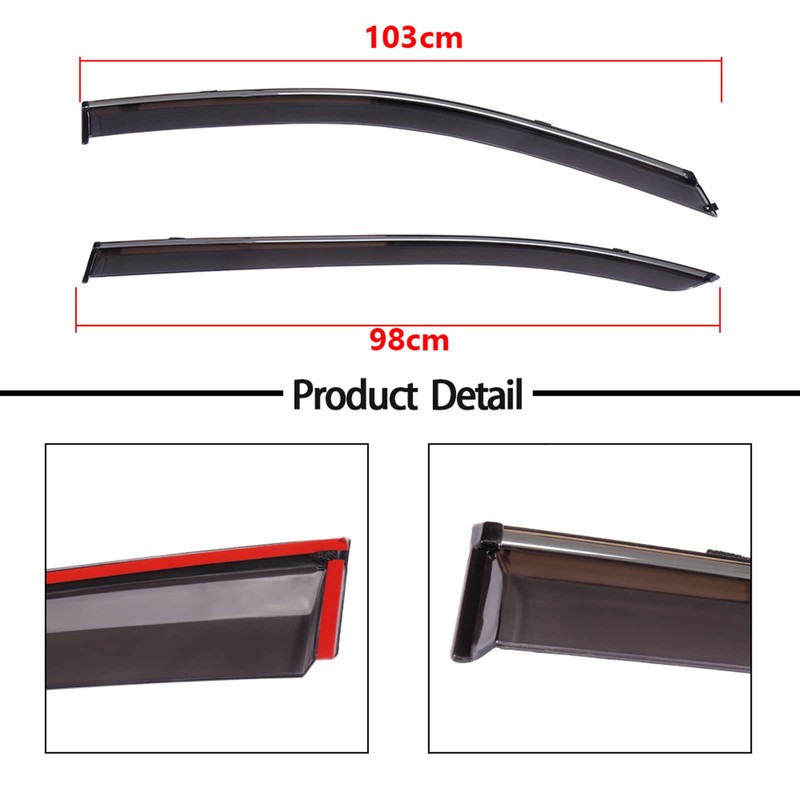 Side Window Deflectors Rain Guards Vent Window Visors Outside Mount