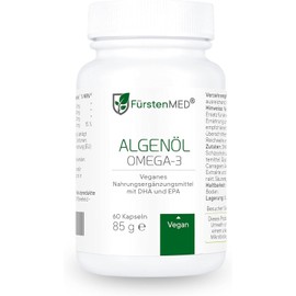 FürstenMED® Algae Oil Omega 3 Vegan Capsules High Dose with 700 mg DHA & 320 mg EPA per Daily Dose + Vitamin E - 60 Capsule