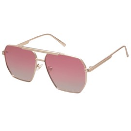 SOJOS Retro Oversized Square Polarized Sunglasses for Women and Men Vintage Shades Classic Large Metal Sun Glasses with Gold/Gradient Pink Lens